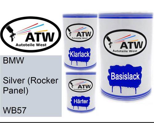 BMW, Silver (Rocker Panel), WB57: 500ml Lackdose + 500ml Klarlack + 250ml Härter - Set, von ATW Autoteile West.